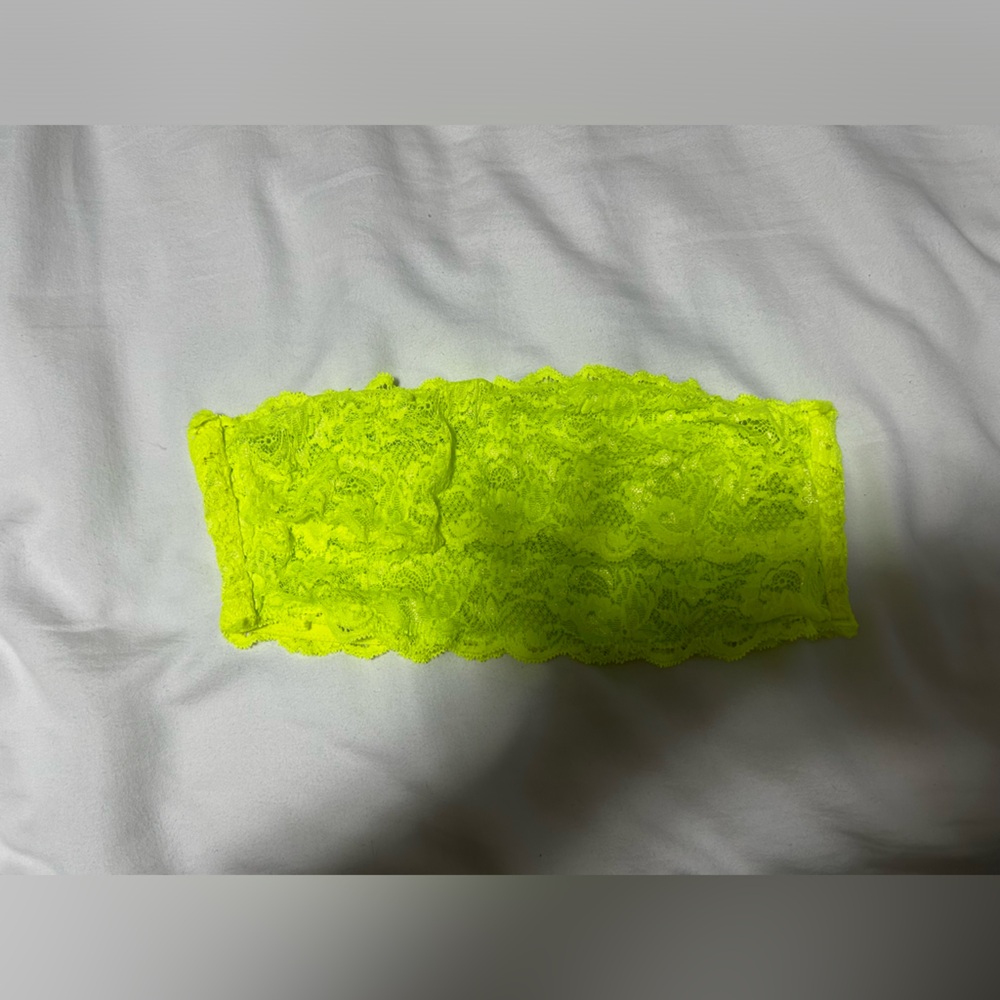 Neon yellow lace bandeau top